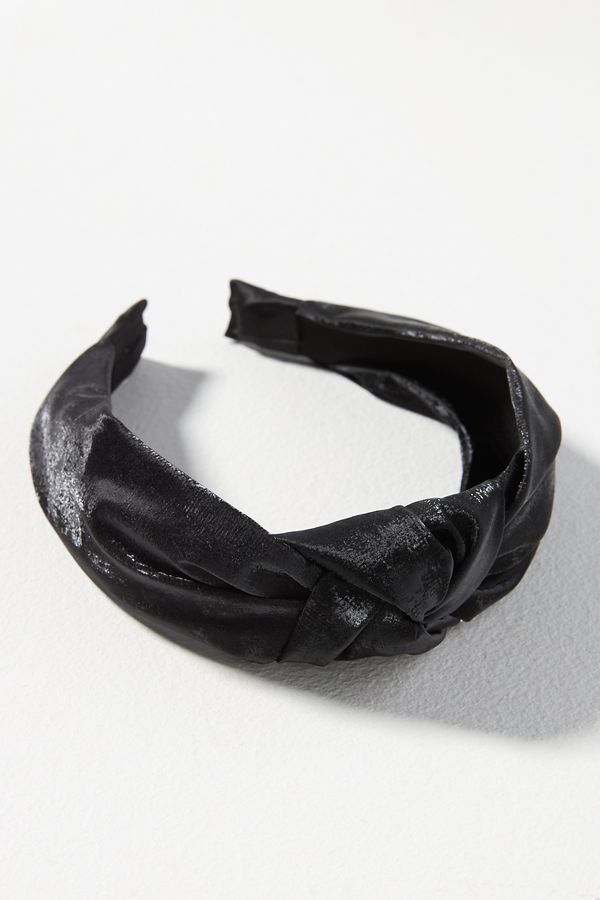 Slide View: 1: Everly Faux-Leather Knot Headband