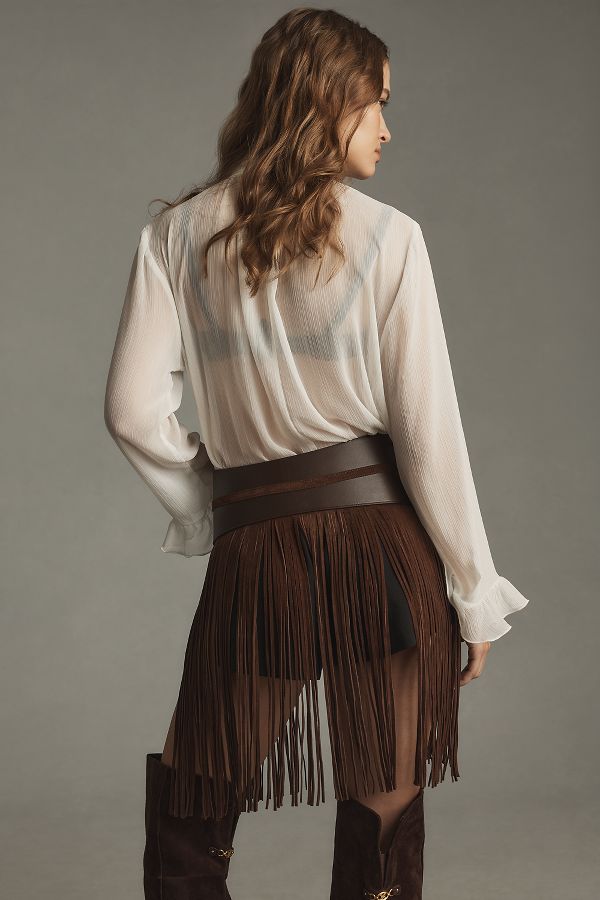 Slide View: 3: Suede Fringe Belt