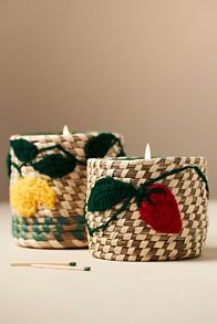 Slide View: 2: Woven Lemon Icon Floral Yuzu & Neroli Glass Candle