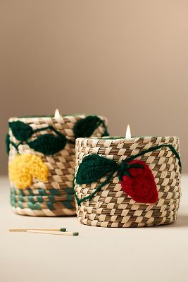 Woven Lemon Icon Floral Yuzu & Neroli Glass Candle