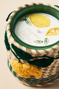 Slide View: 3: Woven Lemon Icon Floral Yuzu & Neroli Glass Candle