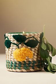 Slide View: 1: Woven Lemon Icon Floral Yuzu & Neroli Glass Candle