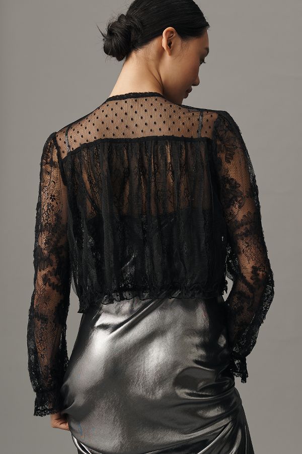 Slide View: 2: Anna Sui Lace Front-Tie Blouse