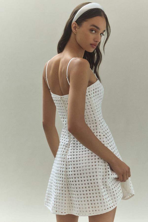 Slide View: 2: Cynthia Rowley Linen Lattice Mini Dress