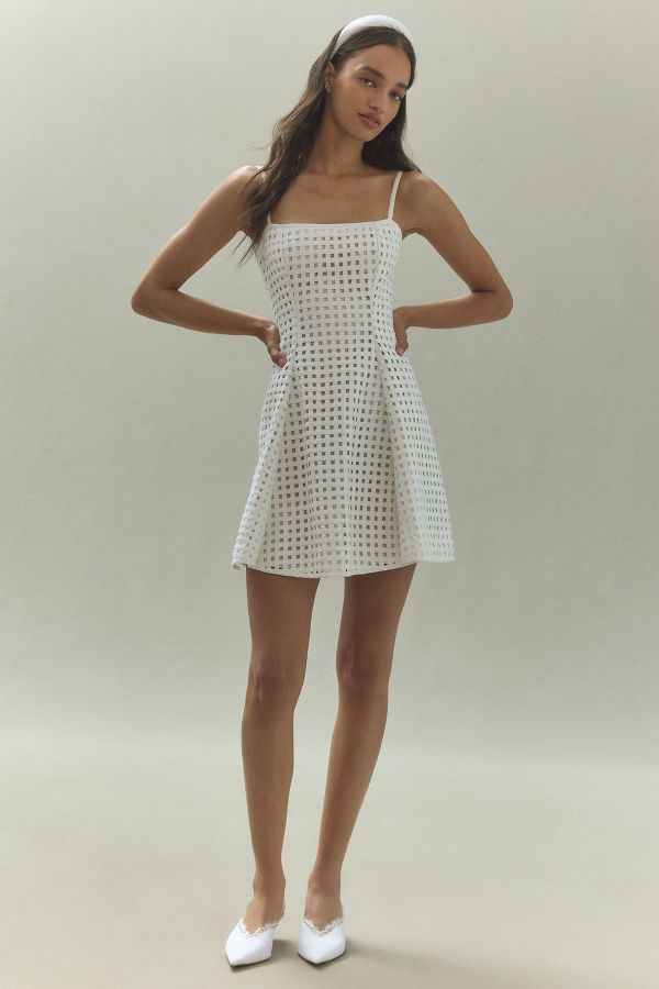 Slide View: 3: Cynthia Rowley Linen Lattice Mini Dress