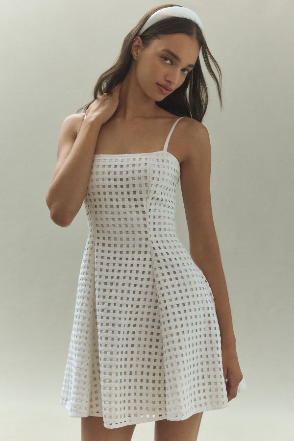 Slide View: 1: Cynthia Rowley Linen Lattice Mini Dress