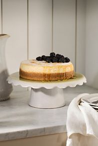 Slide View: 1: Ruffle Reactive Glaze Stoneware Cake Stand