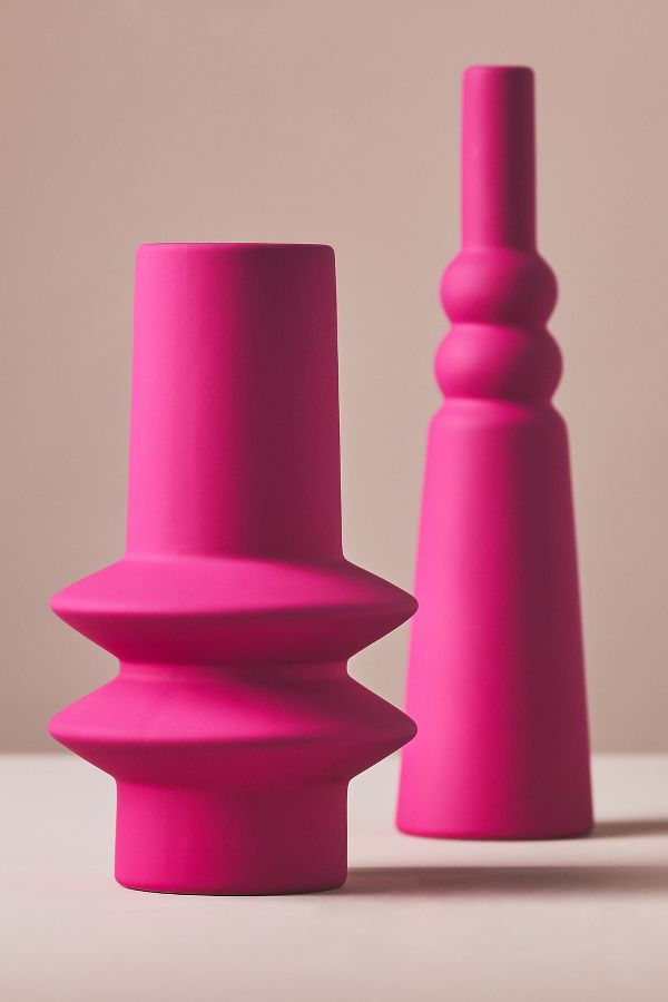 Slide View: 2: Matte Pink Stoneware Vase