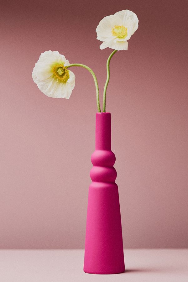 Slide View: 1: Matte Pink Stoneware Vase