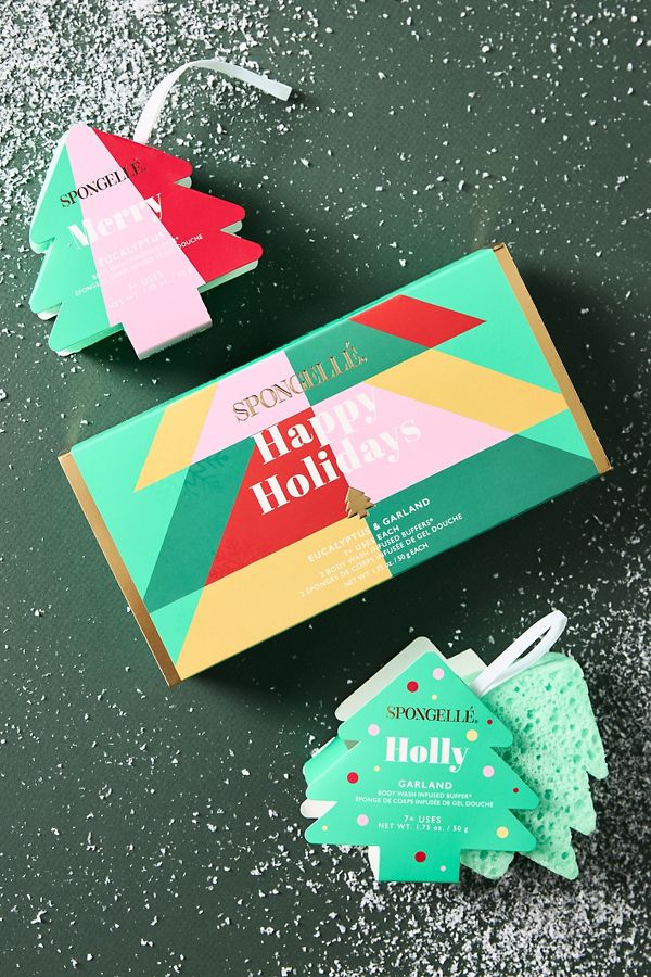 Slide View: 1: Spongellé Holiday Trees Body Wash Infused Buffers Gift Set