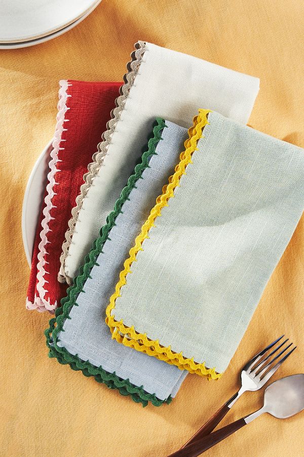 Slide View: 1: Ric Rac Cotton Napkin Set, Set of 4