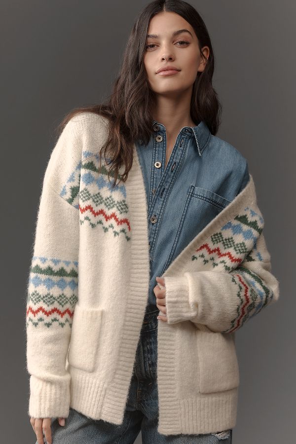 Slide View: 1: FRNCH Fairisle Cardigan Sweater