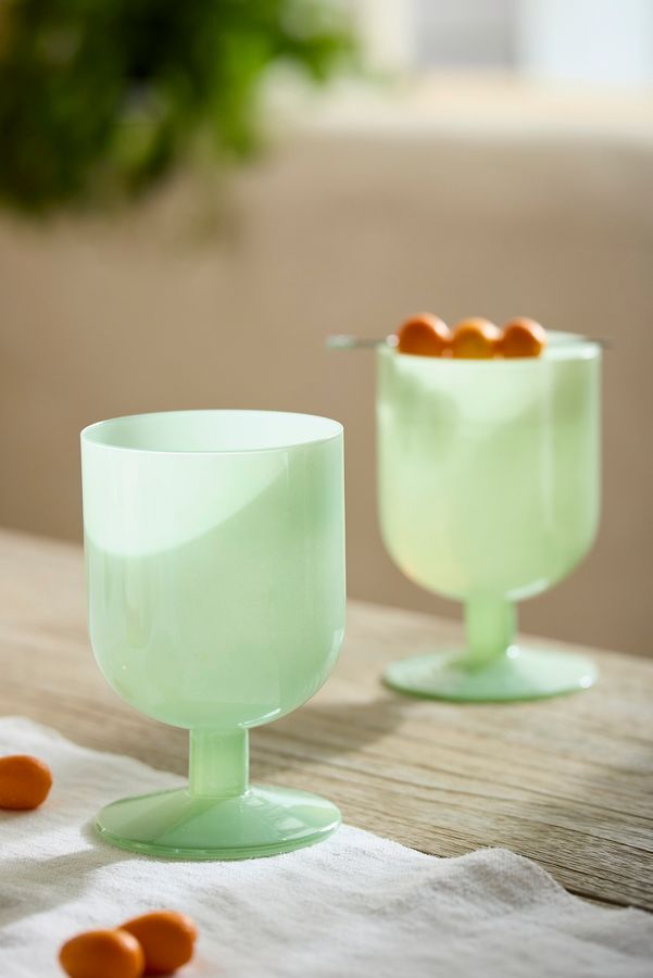 Slide View: 2: Milky Footed Glasses, Set of 2