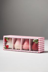 Slide View: 2: Strawberry Shaped Wax Candles, Set of 4