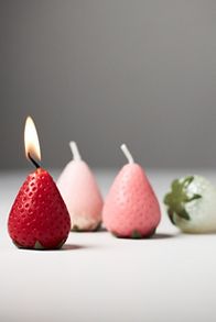 Slide View: 1: Strawberry Shaped Wax Candles, Set of 4