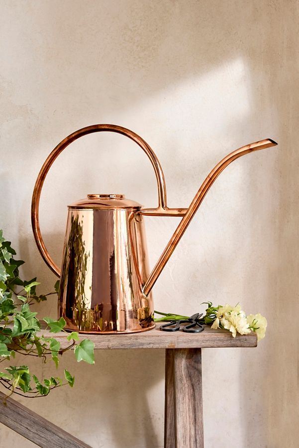 Slide View: 1: Hoop Handle Copper Watering Can, 1.3 Gallon