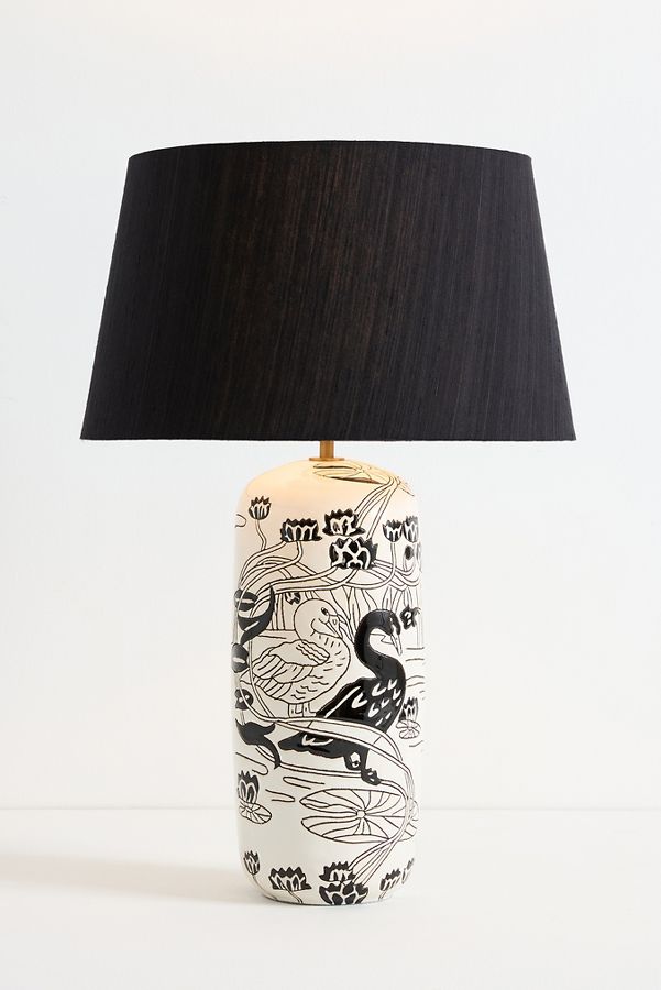 Slide View: 1: Black Swan Ceramic Table Lamp