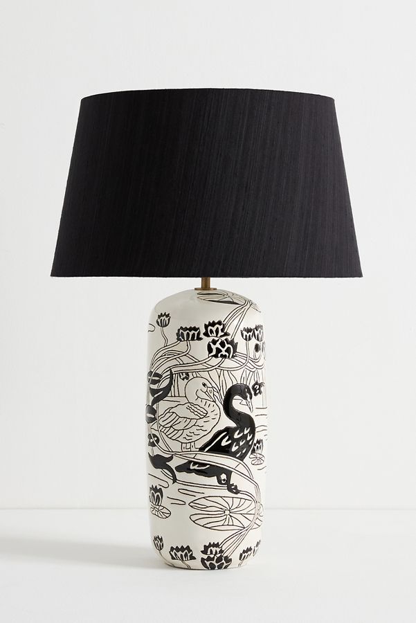 Slide View: 2: Black Swan Ceramic Table Lamp