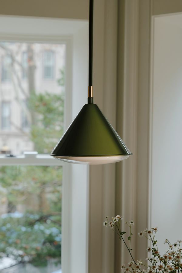 Slide View: 1: Greenwich Enameled Metal Semi-Flush Pendant