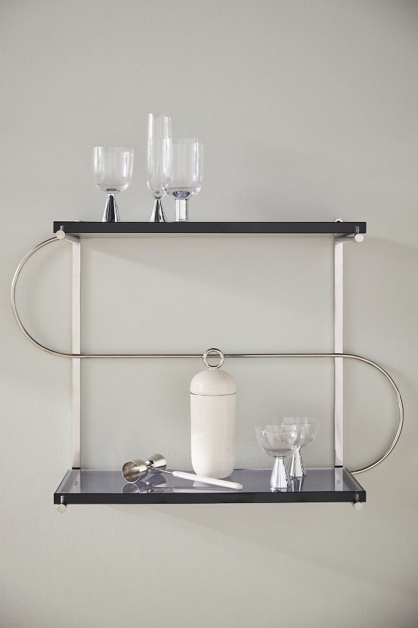 Slide View: 1: Milana Chrome and Acrylic Bar Shelf