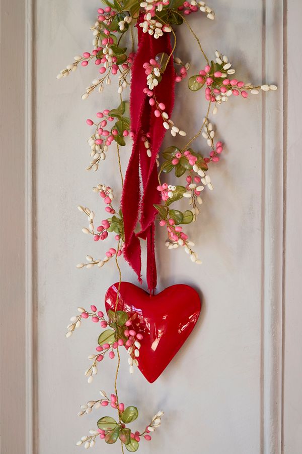 Slide View: 1: Enamel Heart Ornaments, Set of 2