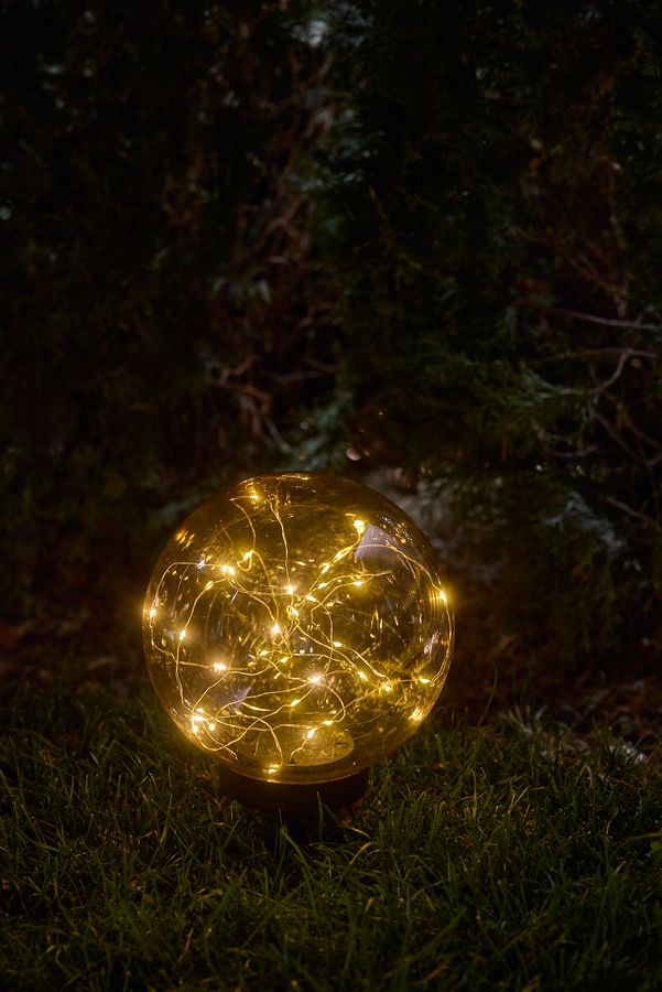 Slide View: 3: Amber Globe Solar Stake Light