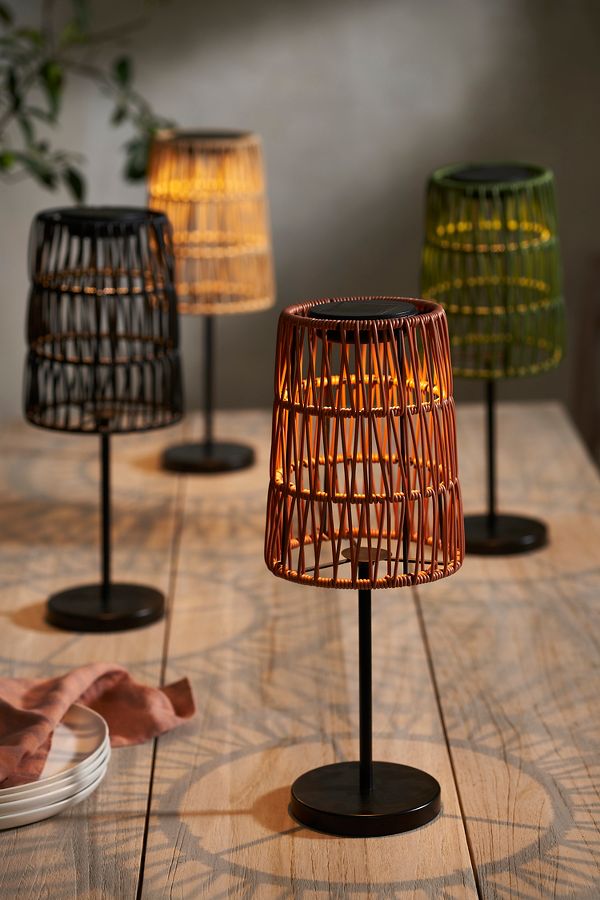 Slide View: 1: Solar Woven Shade Table Lamp