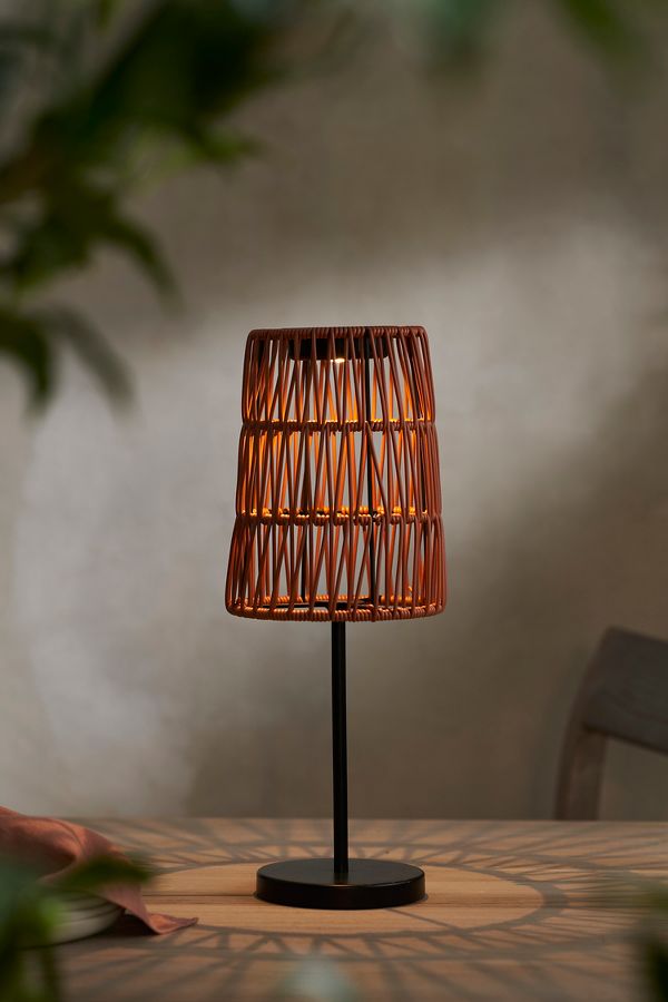 Slide View: 2: Solar Woven Shade Table Lamp