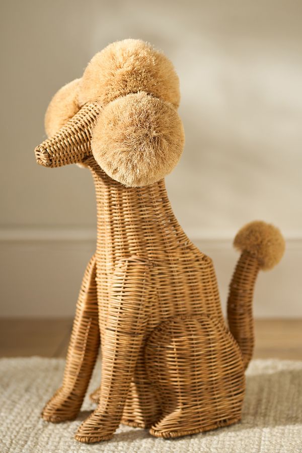 Slide View: 1: Poodle Dog Woven Wicker Basket