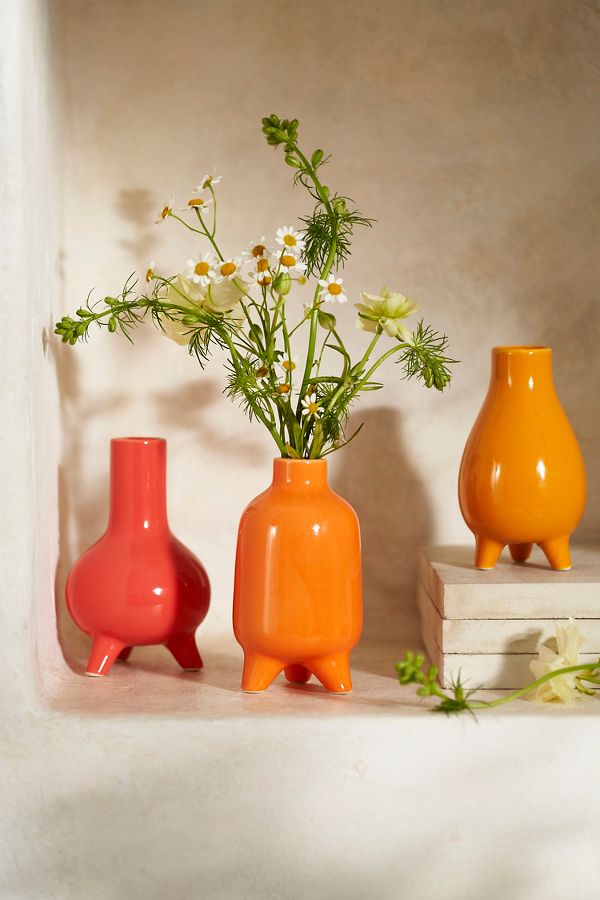 Slide View: 1: Footed Ceramic Bud Vase