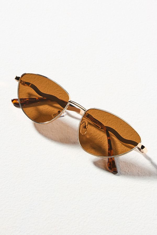 Slide View: 3: I-SEA Wavy Temple Cat-Eye Aviator Sunglasses