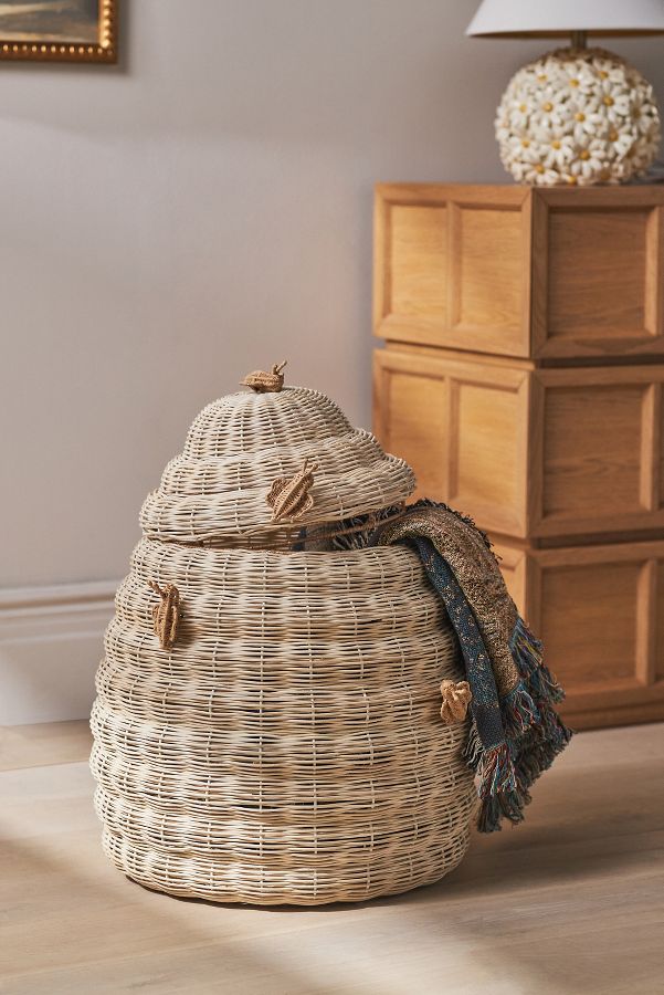 Slide View: 1: Bumblebee Woven & Rattan Hamper 