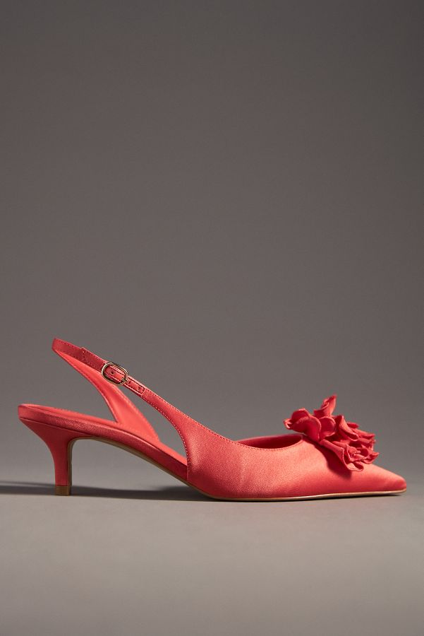 Slide View: 4: Maeve Floral Satin Slingback Heels