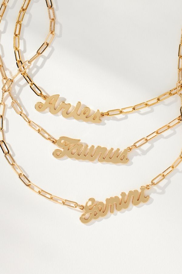 Slide View: 2: Zodiac Gold Necklace