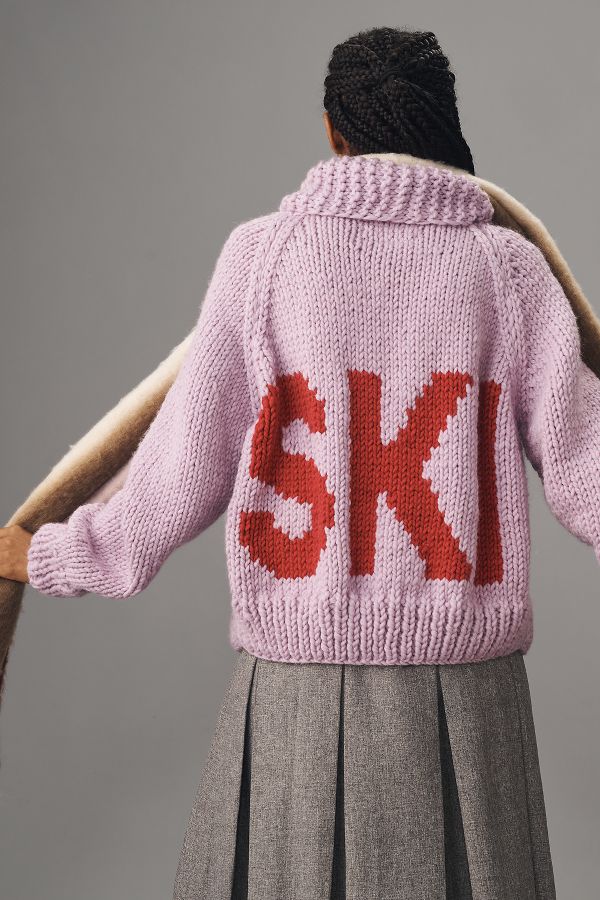 Slide View: 2: GOGO Sweaters Short Ski Cardigan Sweater