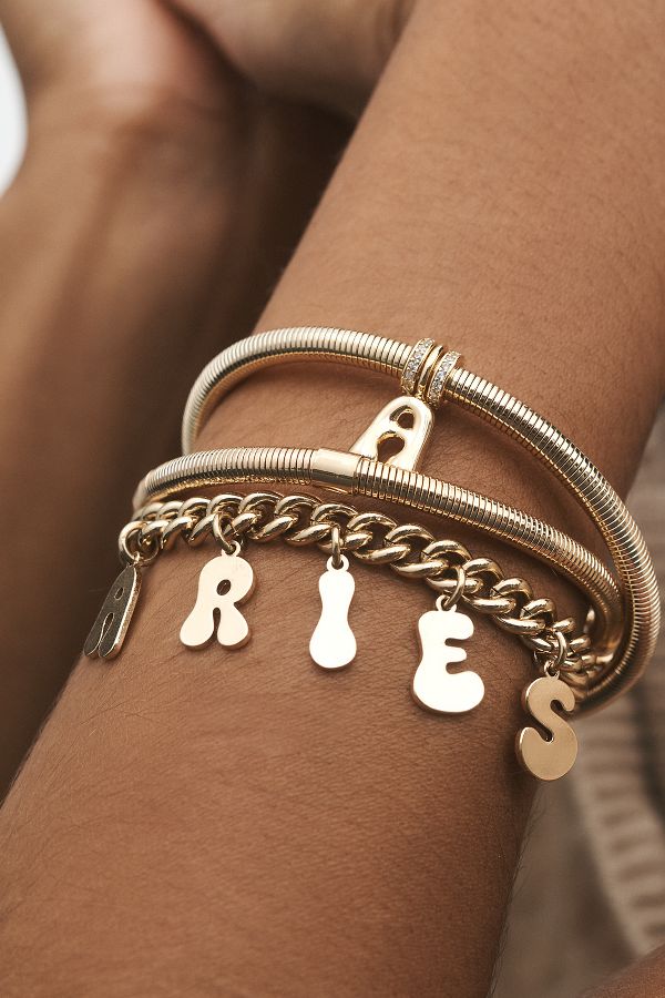 Slide View: 2: Zodiac Gold Charm Bracelet