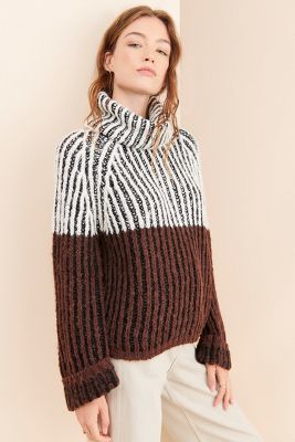 Love Token Colorblock Turtleneck Sweater