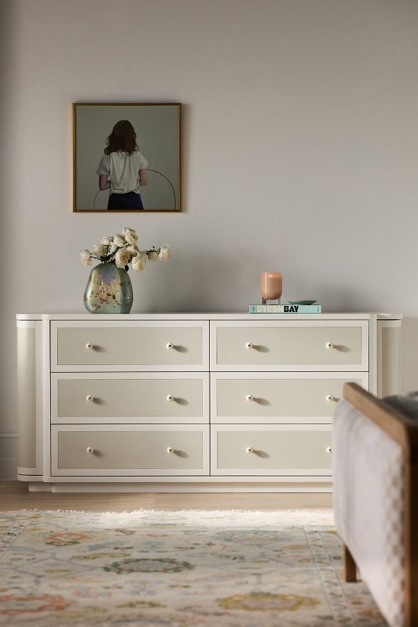 Slide View: 1: Tabitha Lacquer Six-Drawer Dresser