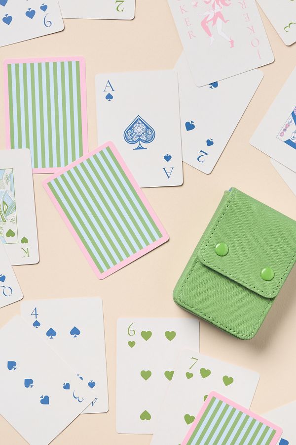 Slide View: 1: Anthropologie Linen Playing Card Set