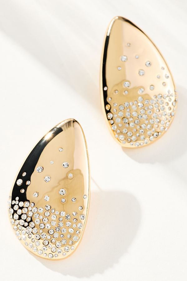 Slide View: 4: Oversized Crystal Teardrop Earrings