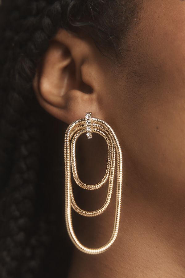 Slide View: 3: Triple Loop Slinky Drop Earrings