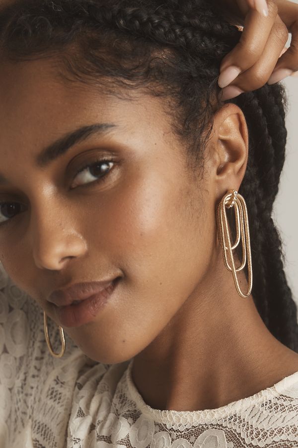 Slide View: 2: Triple Loop Slinky Drop Earrings