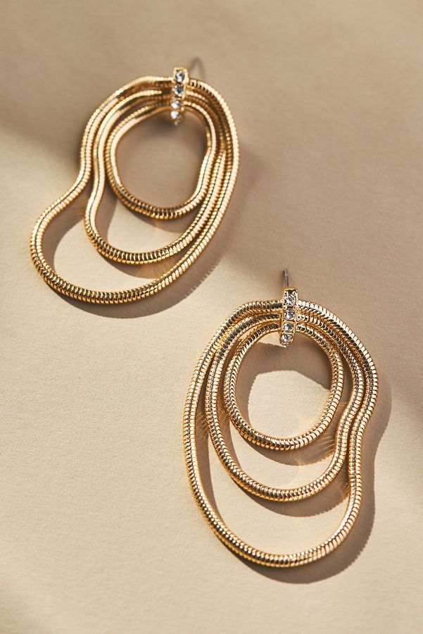 Slide View: 4: Triple Loop Slinky Drop Earrings