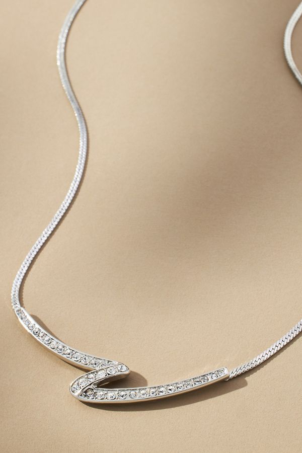 Slide View: 2: Wavy Crystal Pendant Necklace