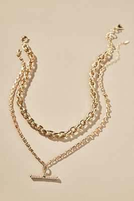 Pavé Bar Layered Necklaces, Set of 2