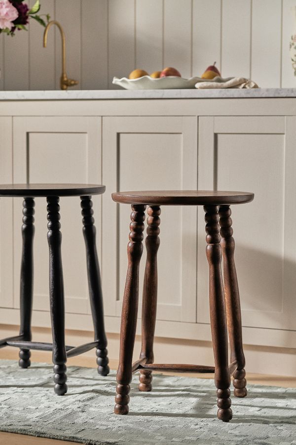 Slide View: 2: Pierre Turned Wood Counter Stool