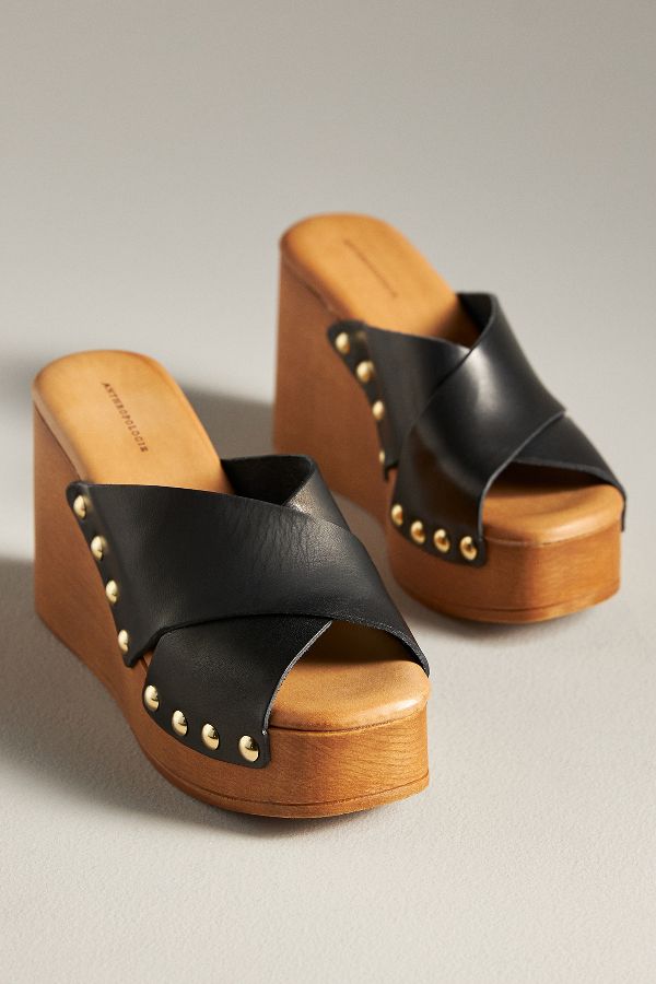 Slide View: 2: By Anthropologie Cross-Strap Wedge Heels