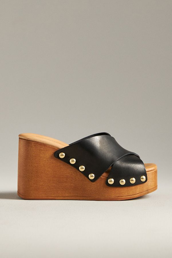 Slide View: 1: By Anthropologie Cross-Strap Wedge Heels