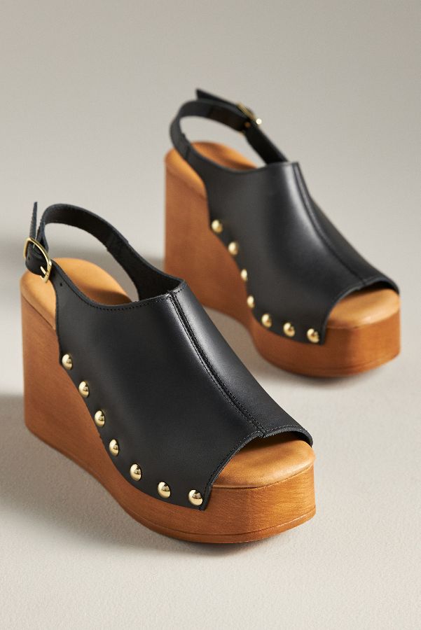 Slide View: 2: By Anthropolgie Slingback Wood Clog Heels