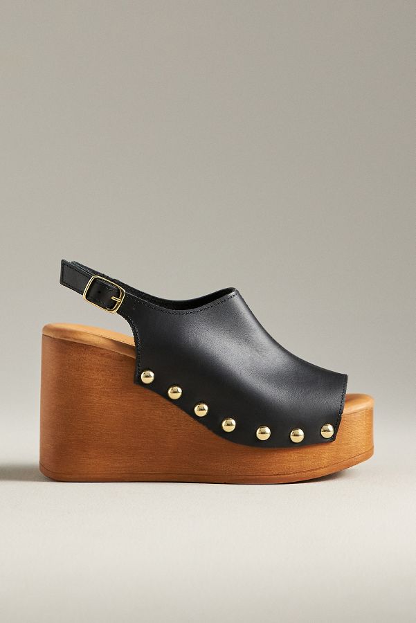 Slide View: 1: By Anthropolgie Slingback Wood Clog Heels